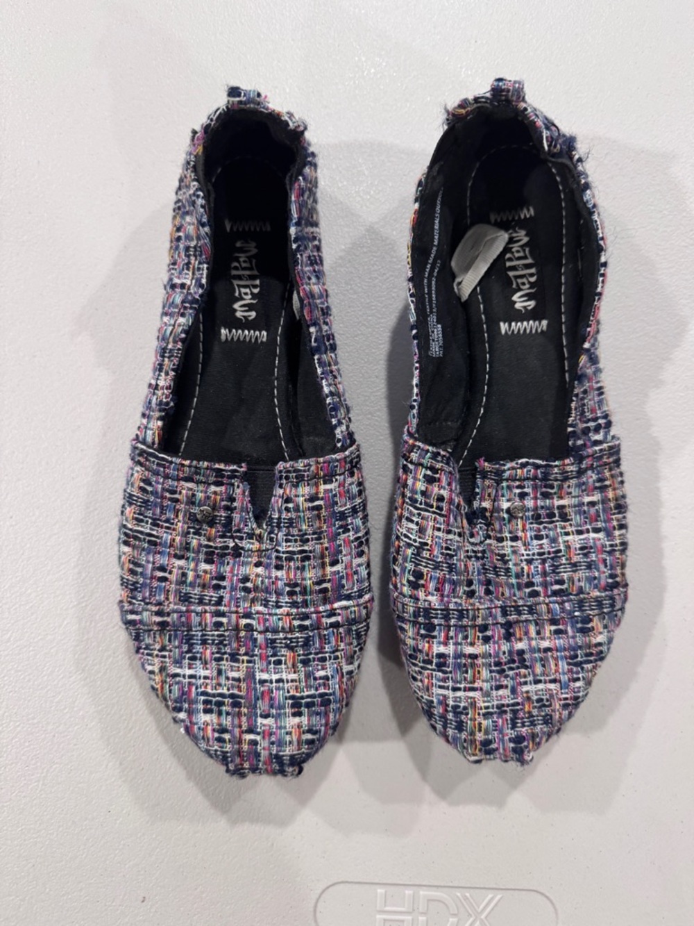 Multicolor Tweed Slip-On Flats Mad Paw Size 8